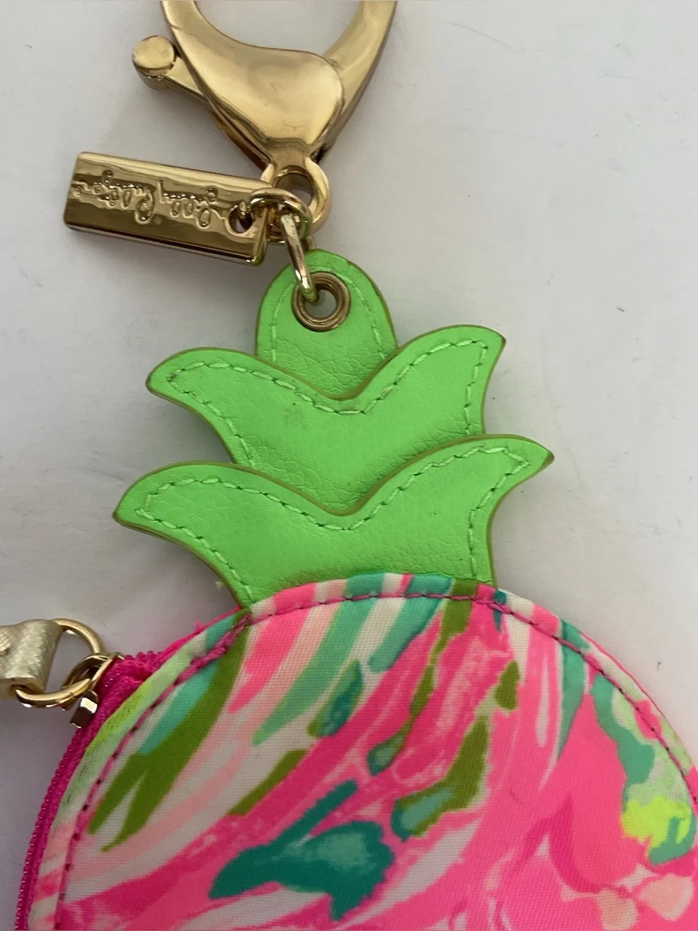 Lilly Pulitzer Pineapple Shaped Coin Purse Keychain